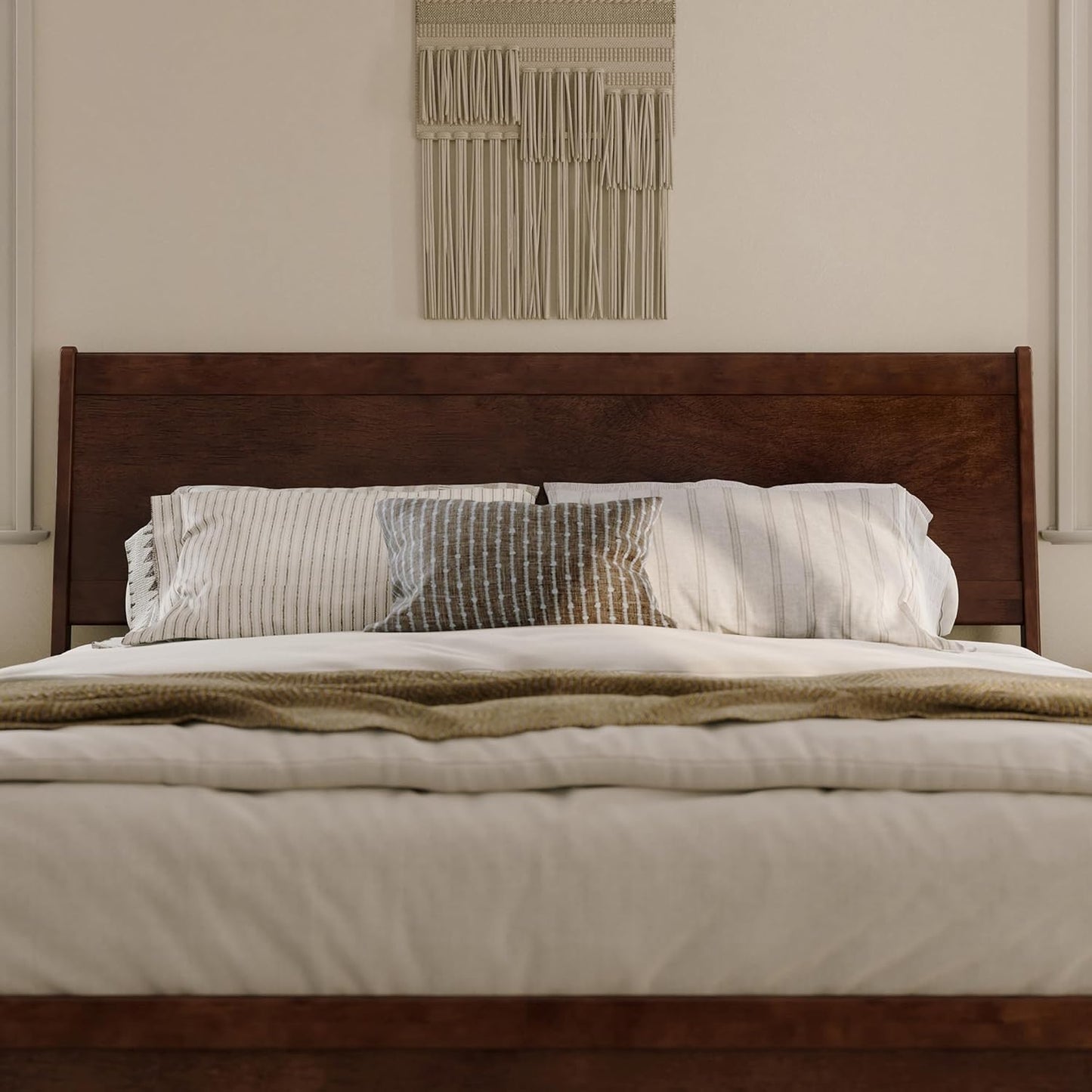 , Casanova King Solid Wood Panel Headboard, Walnut