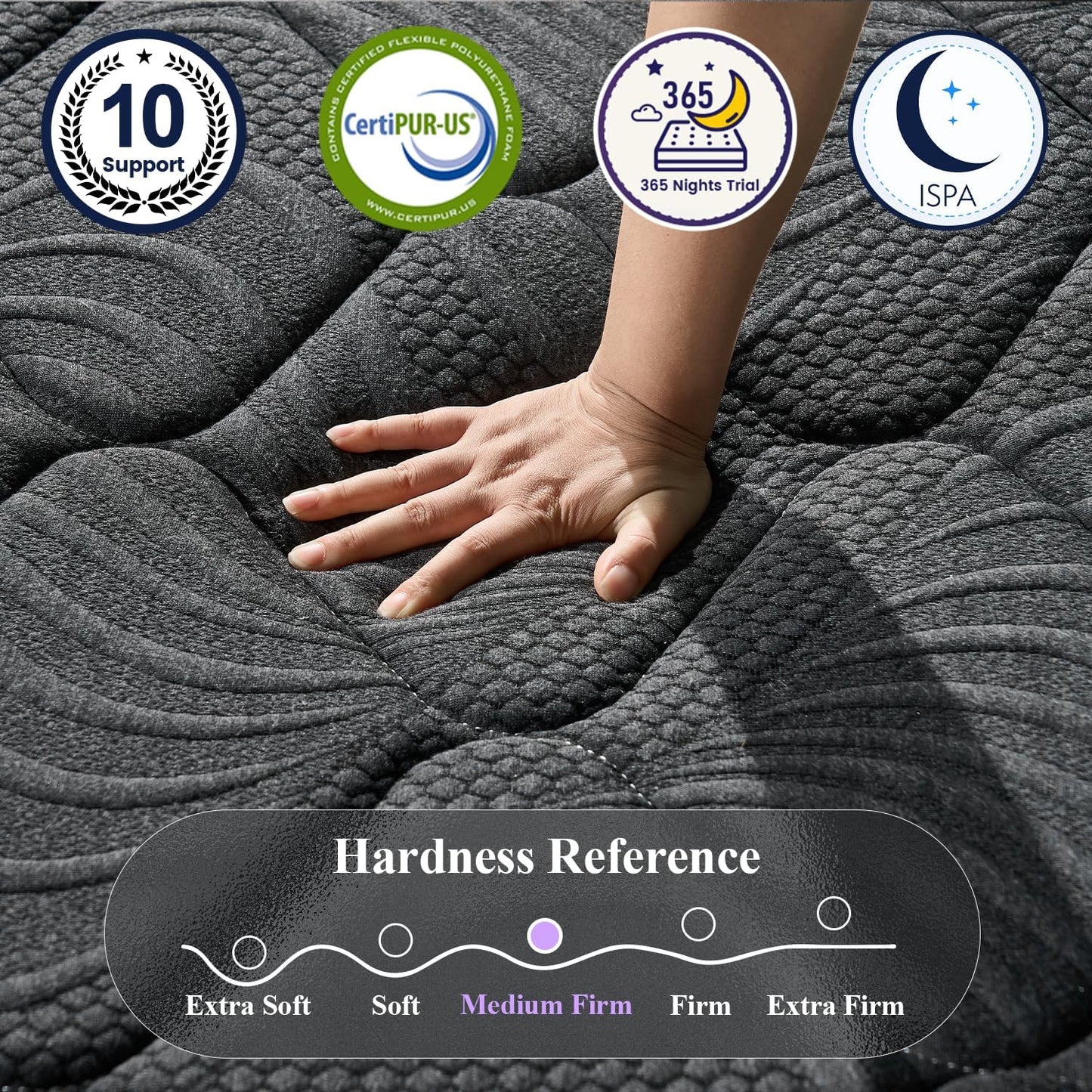 King Size Mattress, 12 Inch Luxury Hybrid King Mattress in a Box, Medium Firm Mattresses with Cooling Gel Memory Foam & Pocket Springs, Double Additional Support, 365-Night Trial