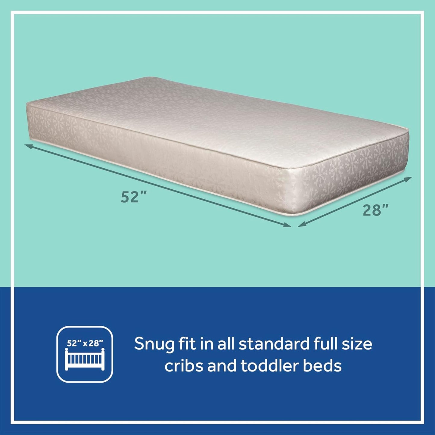 Flex Cool 2 Stage Breathable Crib Mattress with Toddler Bed Fit, Waterproof & Airy Cotton Cover, 204 Premium Coils, GREENGUARD Gold Certified, Safety & Quality Tested, Made in USA, 52X28"