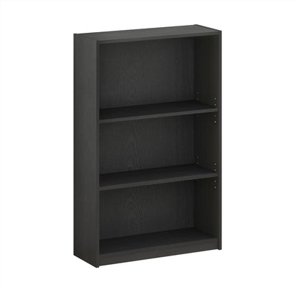 JAYA Book Shelf, 3-Tier Bookshelf, Bookcase with Adjustable Shelves, 9.5 X 24.5 X 40.3, for Living Room, Bedroom, Home Office, Blackwood
