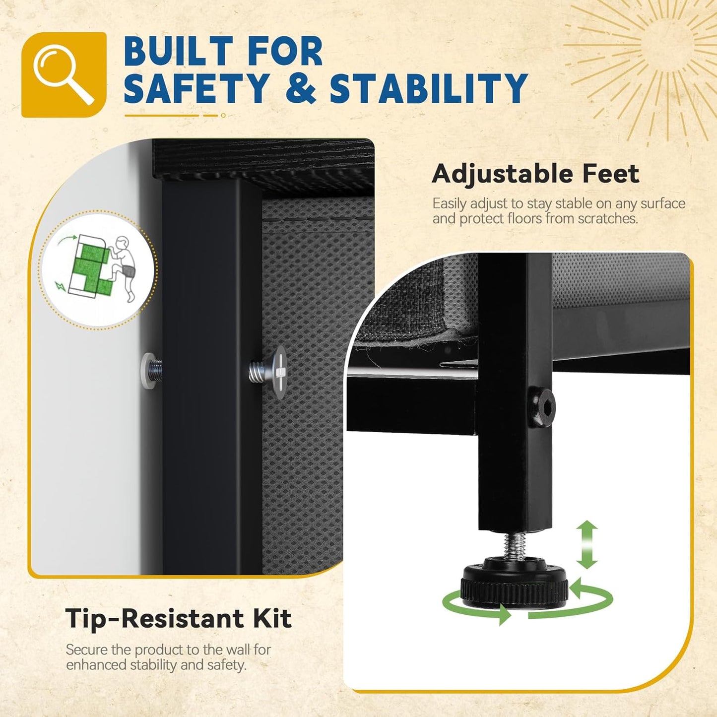 9 Drawers Dresser for Bedroom, Fabric Storage Tower for Living Room, Entryway - Sturdy Steel Frame, Wooden Top & Easy Pull Fabric Bins