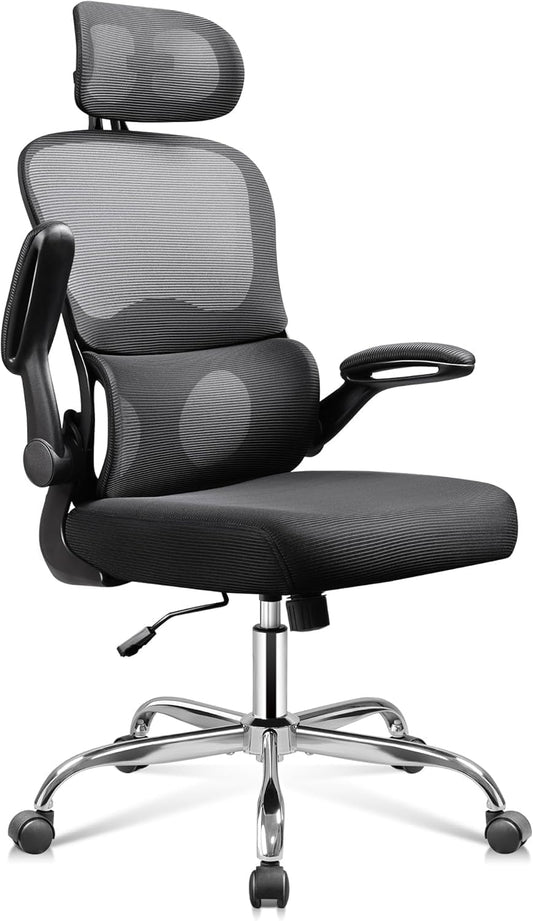 Office Chair, Breathable Black Mesh Elegance with Ergonomic Comfort for Professionals & Gamers