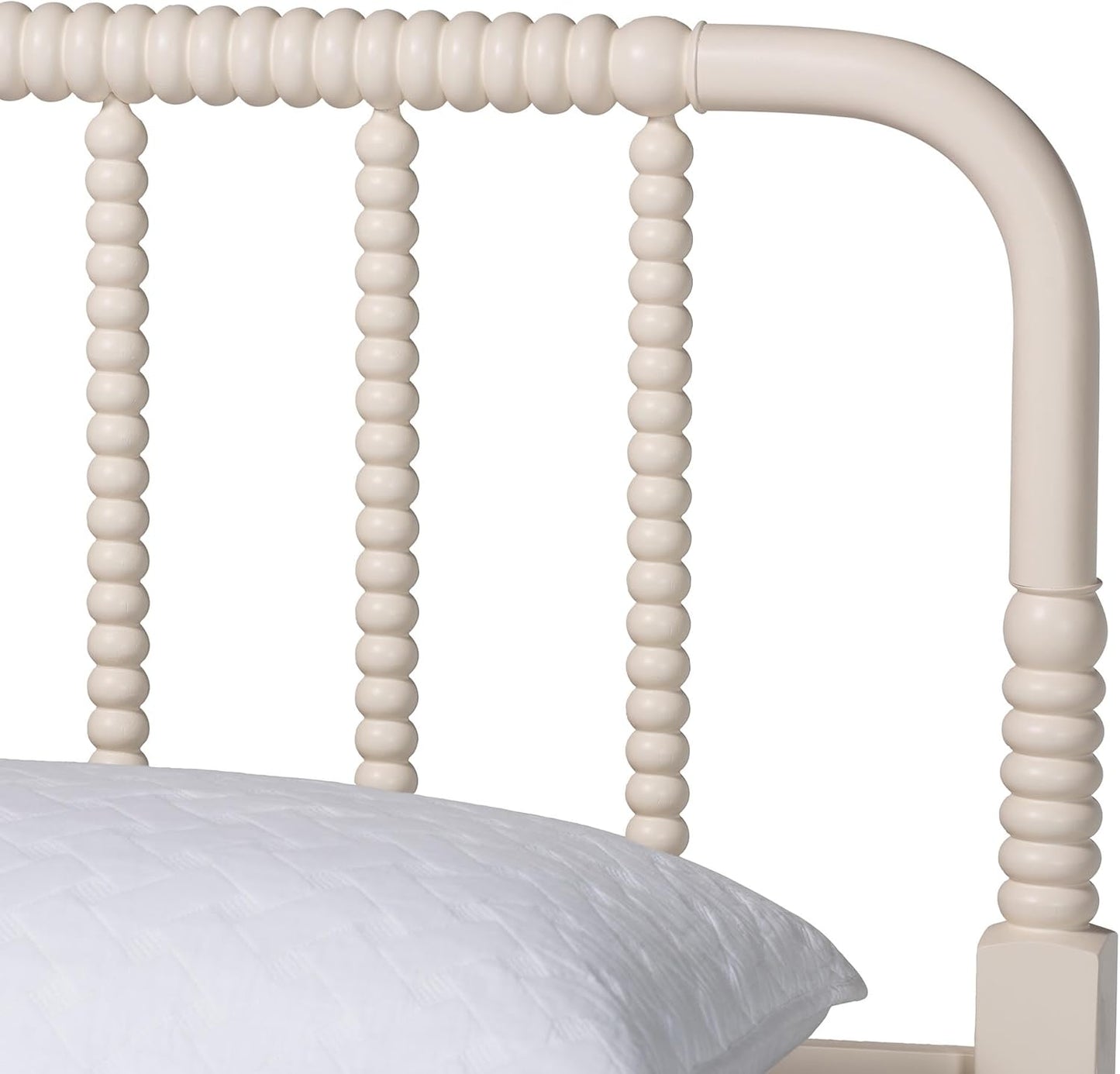 Braith Farmhouse Ivory Spindle Wood Queen Size Platform Bed