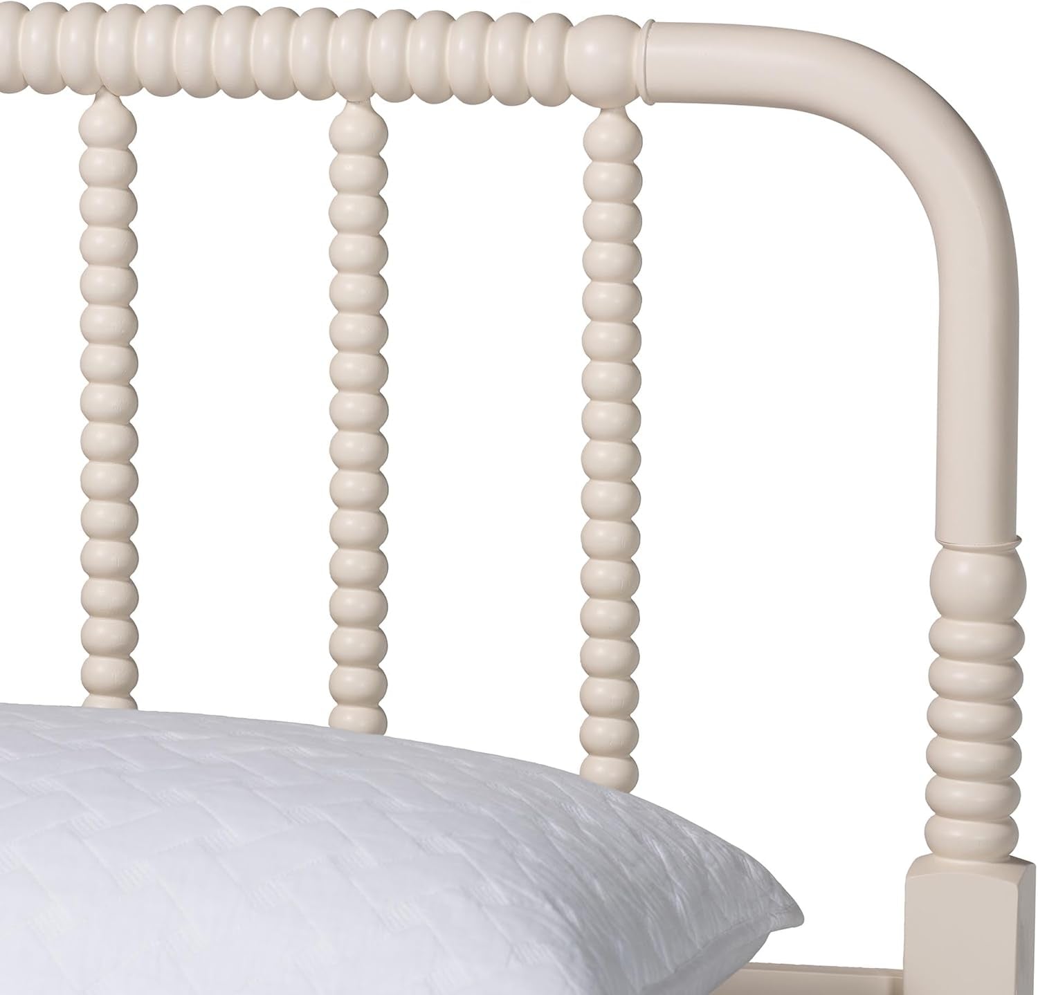 Braith Farmhouse Ivory Spindle Wood Queen Size Platform Bed