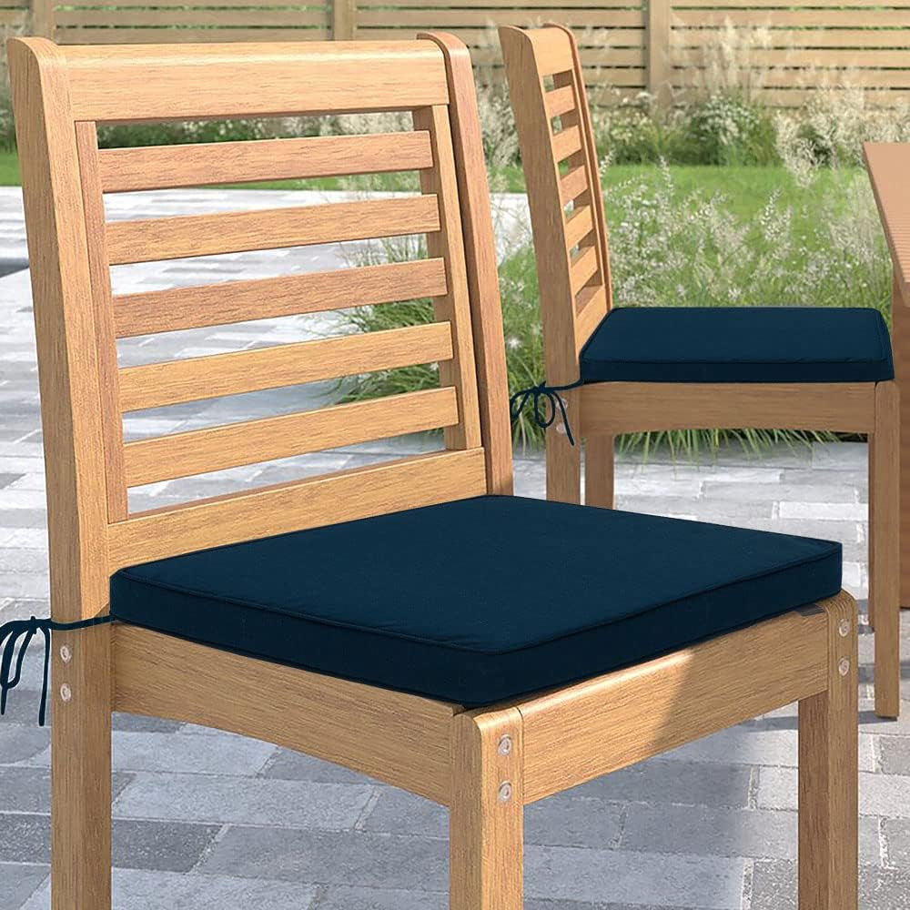 Square Corner Seat Cushion, 18" X 18" X 2.5", 2 Pack, Indoor/Outdoor Waterproof Weather Resistant Universal Chair Pads for Patio Garden Dining - Blue Navy