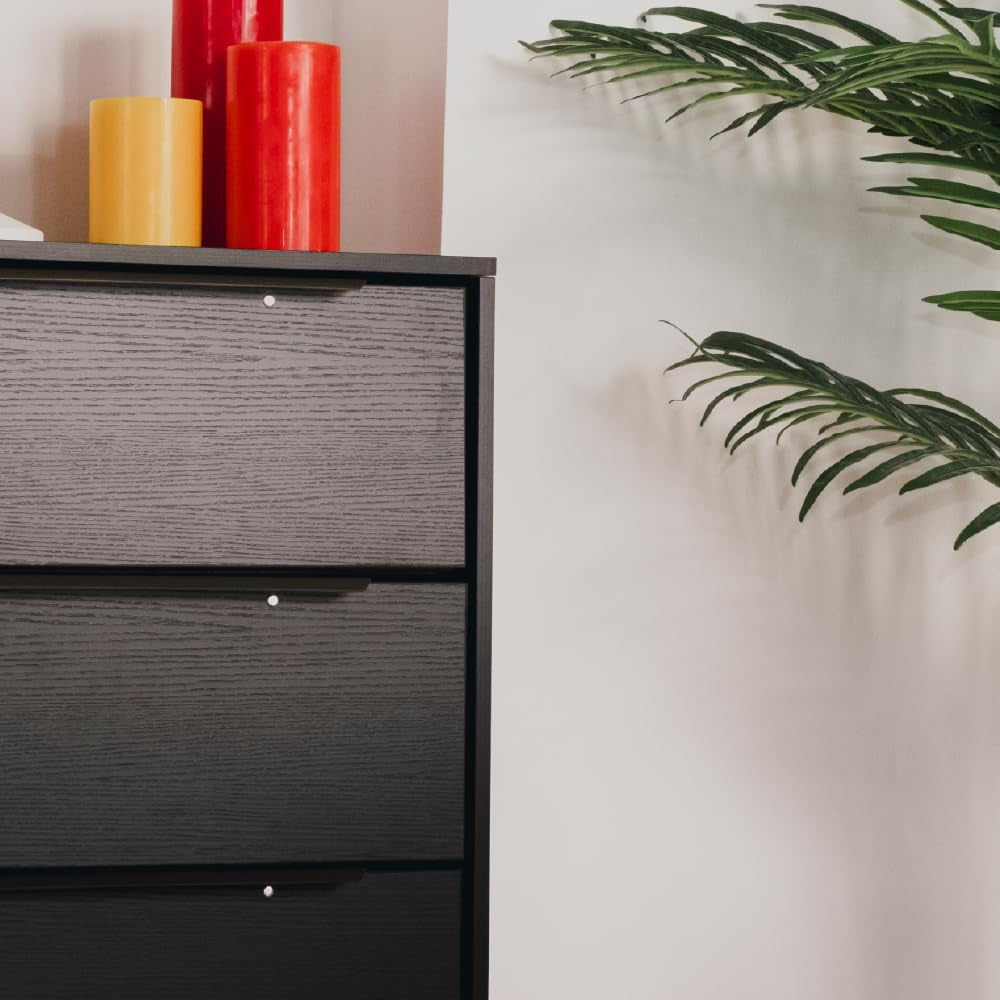 Lira Premium Fabric Dresser - Solid Wooden Frame, 8 Spacious Sag-Proof Drawers with Sleek Metal Handles - Premium & Durable Storage Solution for Your Home (Black)