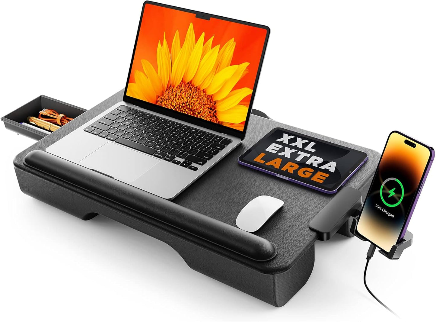 Laptop Lap Desk, Portable Laptop Desk for Bed - Fits up to 17" Laptops & Macbook,Lightweight Lap Tray Table with Storage Drawer, Lap Desk with Cushion, Lap Stand for Bed & Couch