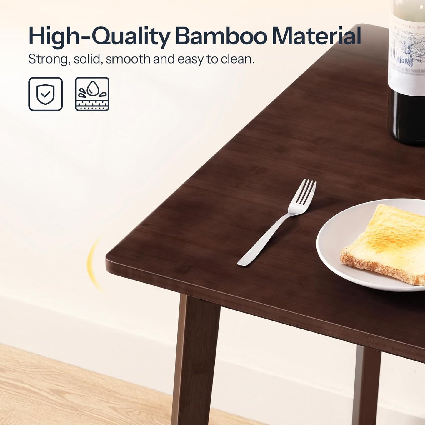 Bamboo Dining Table, Square Dining Table for 2, 27.6" Kitchen Table for Small Space, Writing Table, Easy to Assemble, for Dining Room, Living Room, Office, Kitchen, Apartment, Brown BR70CZ01