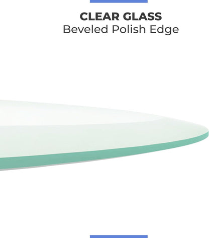36" Inch round Glass Table Top 3/8" Thick Tempered Beveled Edge by