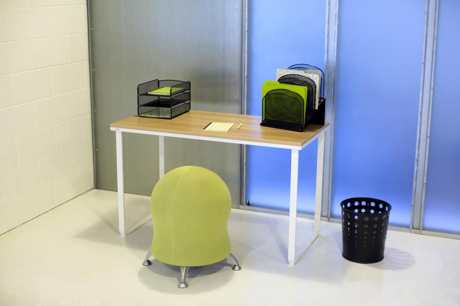 Simple Design Table Desk with Sled Base, , Beech Top White Legs (1943BHWH)