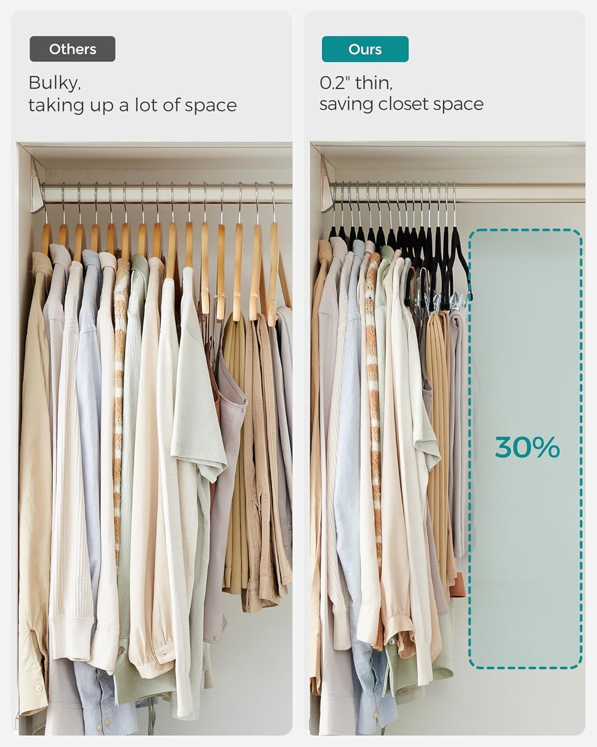 30-Pack Pants Hangers, 16.7-Inch Long Velvet Hanger with Adjustable Clips, Heavy-Duty, Non-Slip Skirt Hangers, Space-Saving for Pants, Skirts, Coats, Dresses, Black UCRF12B30
