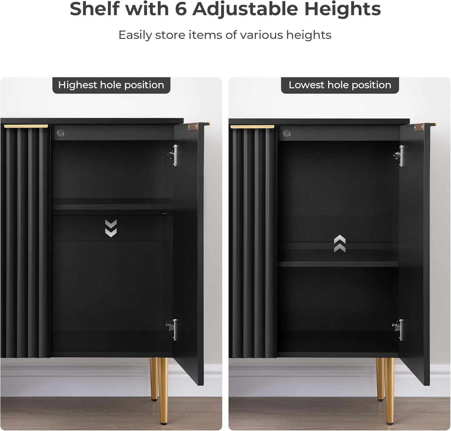 Modern Entryway Sideboard - Credenza Buffet Cabinet Storage with 2 Doors & Adjustable Shelves, Accent Console Coffee Bar Table for Kitchen Living Room Hallway, Black