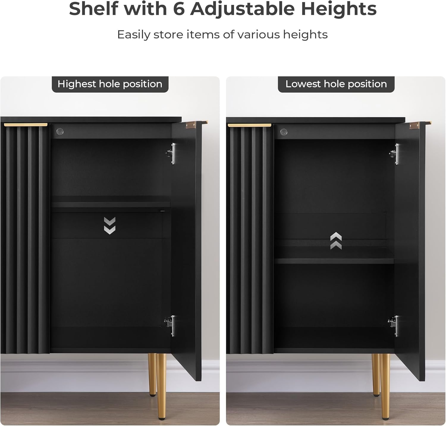 Modern Entryway Sideboard - Credenza Buffet Cabinet Storage with 2 Doors & Adjustable Shelves, Accent Console Coffee Bar Table for Kitchen Living Room Hallway, Black