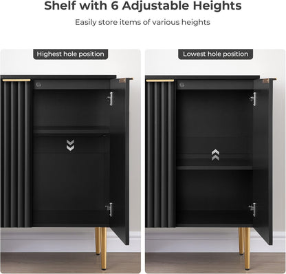 Modern Entryway Sideboard - Credenza Buffet Cabinet Storage with 2 Doors & Adjustable Shelves, Accent Console Coffee Bar Table for Kitchen Living Room Hallway, Black