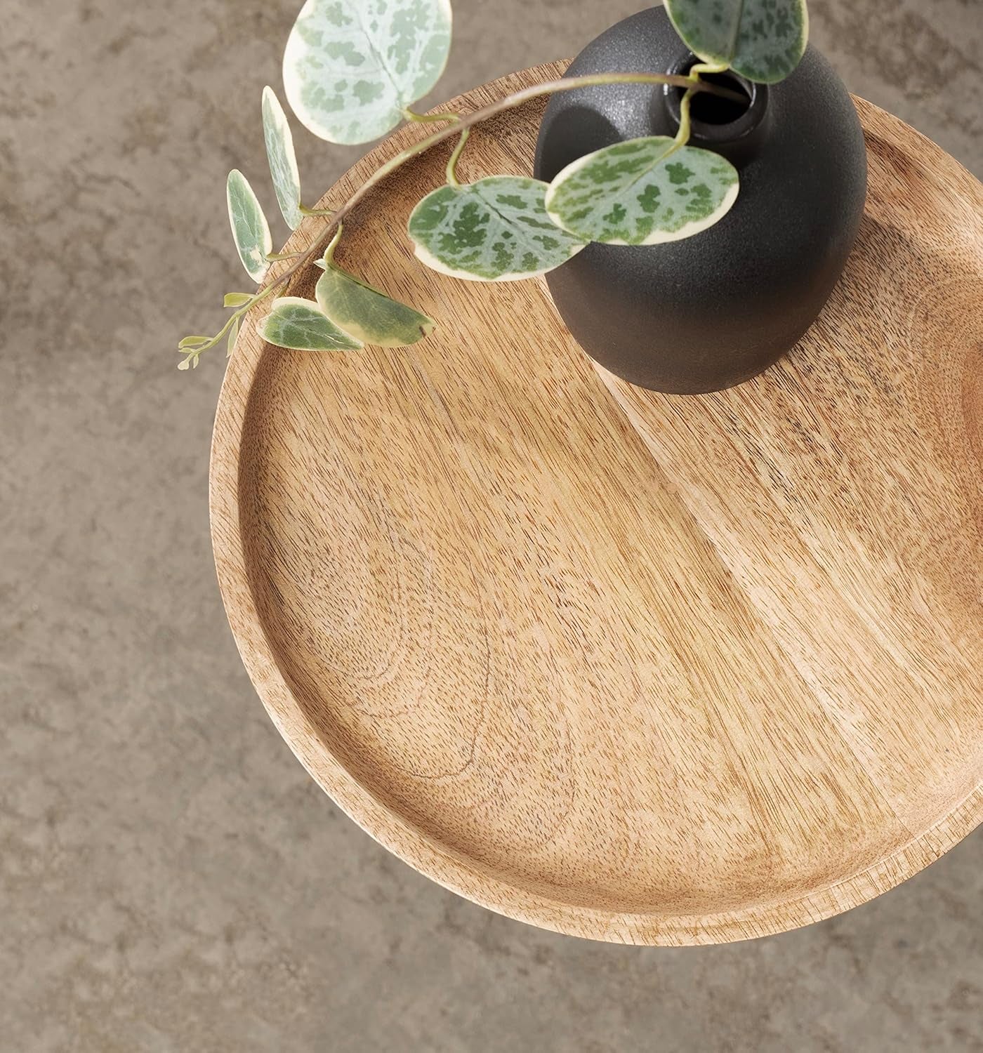 Xyler round Wood and Metal Drink Table, 10 X 10 X 24, Natural Brown Wood and Black, Transitional Plant Pedestal Table for Storage and Display