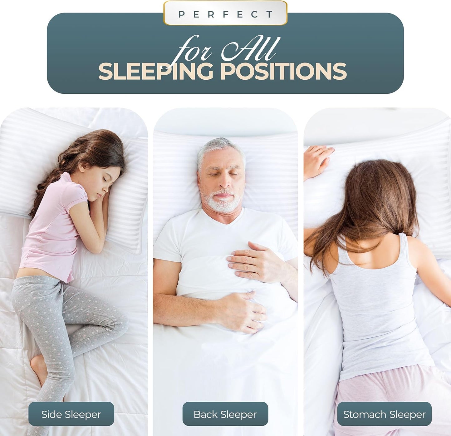 Bed Pillows for Sleeping King Size (White), Set of 2, down Alternative Pillow for Sleeping, Cooling Hotel Quality Pillow Set for Back, Stomach or Side Sleepers