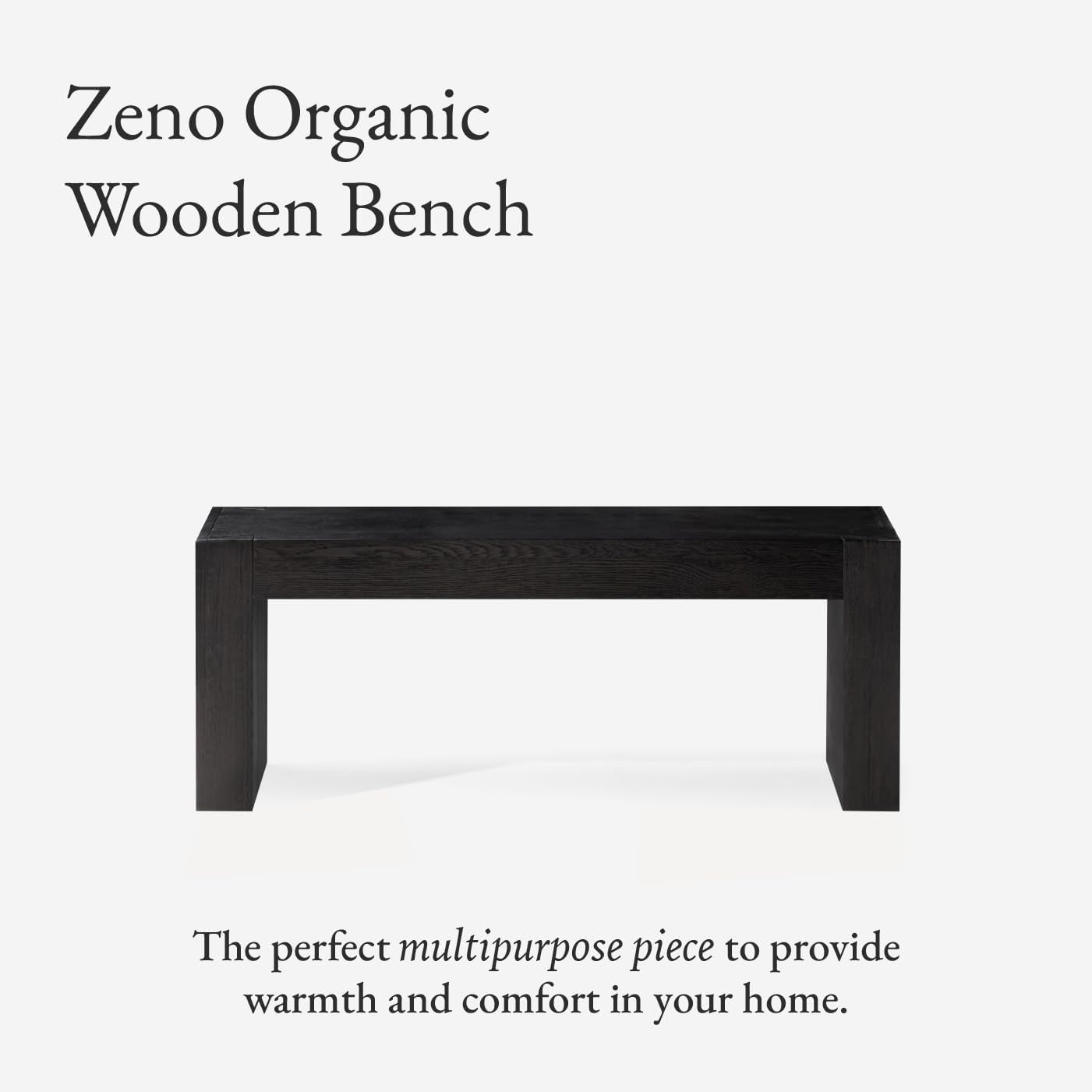 Zeno Contemporary Wooden Backless Bench Seating for Modern Dining, Kitchen Table, Entryway, Foyer, or Lobby in Weathered Black Finish