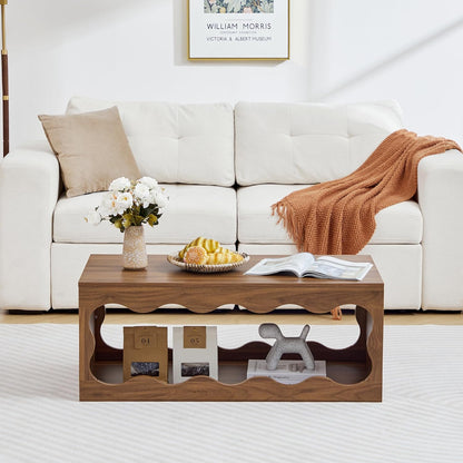 Coffee Tables for Living Room, 39" Small Rectangle Wood Coffee Table with Storage, Modern Minimalist Center Table for Small Spaces, Unique Cocktail Tea Middle Tables for Home Office, Bedroom