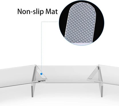 Clear Acrylic Monitor Stand Riser, 3 Shelves Adjustable Dual Monitor Stand with Anti-Slip Mat, Premium Desk Organizer for Home Office, Laptops, Pcs, Printers, Tvs