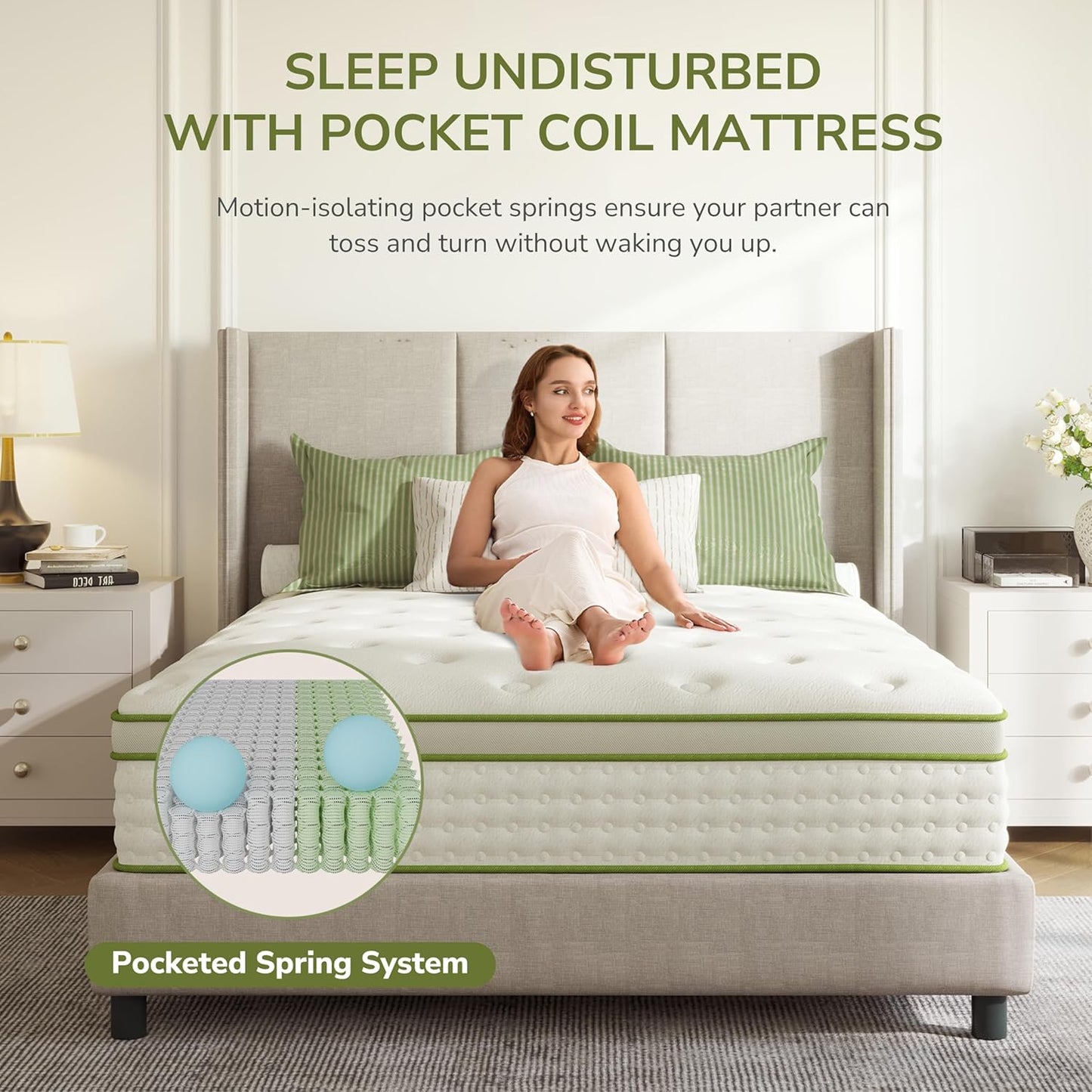 King Mattress 14 Inch Hybrid Memory Foam Mattress in a Box with Individual Pocket Innerspring for Motion Isolation & Pressure Relief, Edge Support, Medium Firm