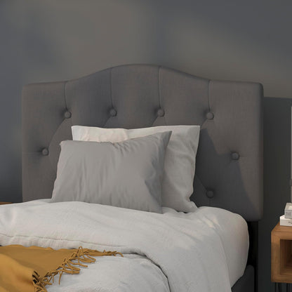 Dark gray tufted upholstered twin headboard with adjustable rails