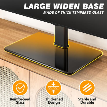 Universal Swivel TV Stand for 27-60 Inch Curved/Flat Screen Tvs, Table Top TV Base Replacement Holds up to 88 Lbs, Height Adjustable TV Stand Mount with Tempered Glass Base, MAX VESA 400X400Mm