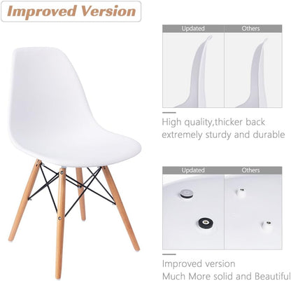 Modern Style Dining Chair Mid Century Modern DSW Chair, Shell Lounge Plastic Chair for Kitchen, Dining, Bedroom, Living Room Side Chairs Set of 4(White)