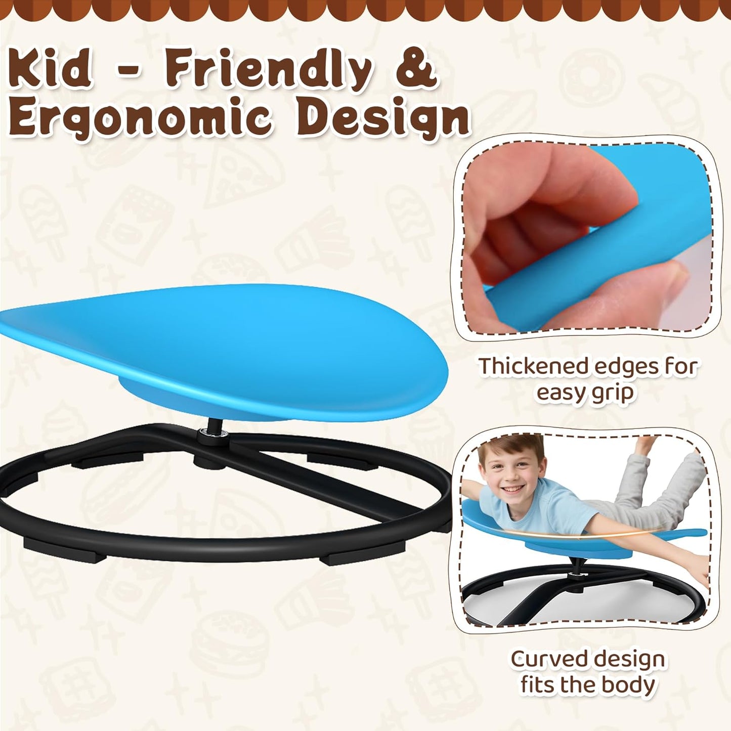 ADHD Sensory Spinning Chair for Autistic Kids, Sensory Chair for Autistic Children, 360 Rotation, Heavy Duty 220 LBS Capacity, Blue