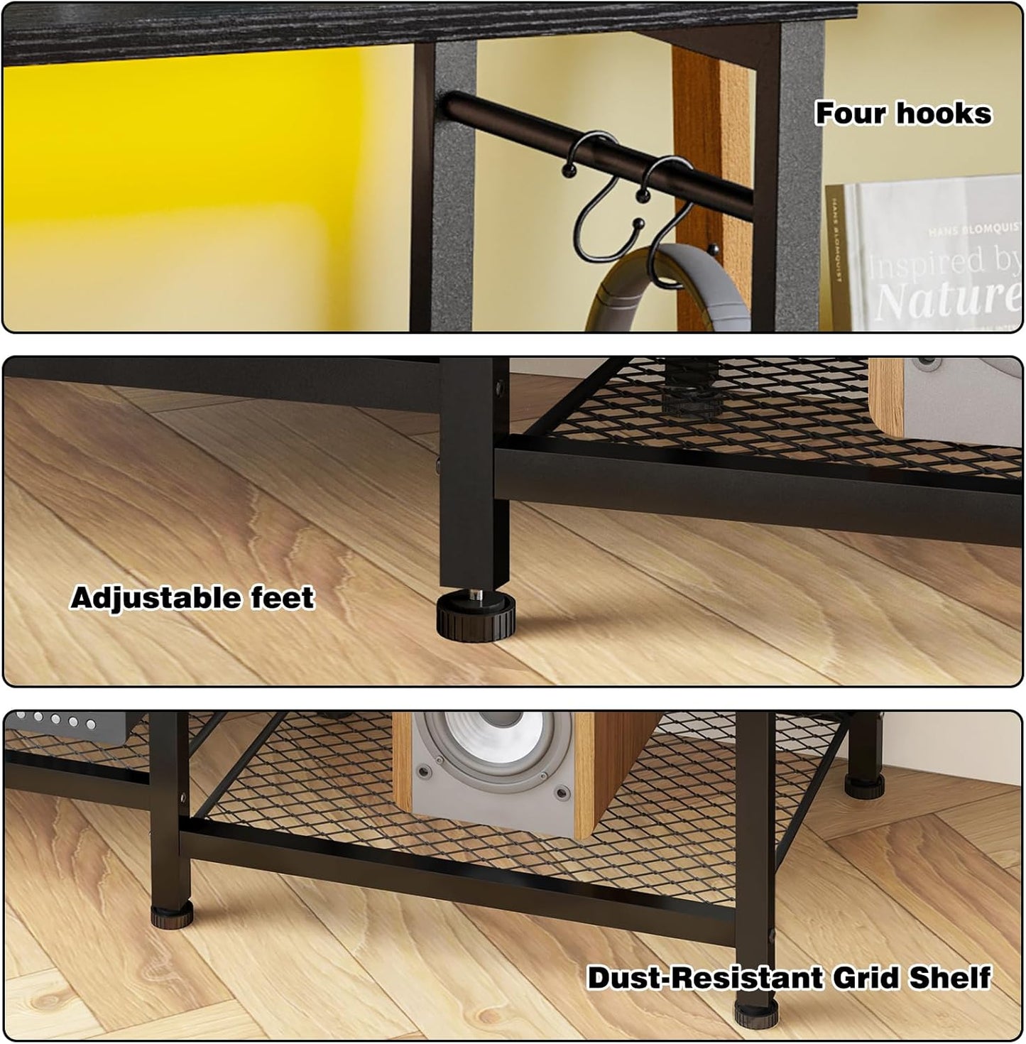 TV Stand for Living Room Entertainment Center for 55 Inch Tvs, TV Media Console Table Television Stands for Bedroom, Black