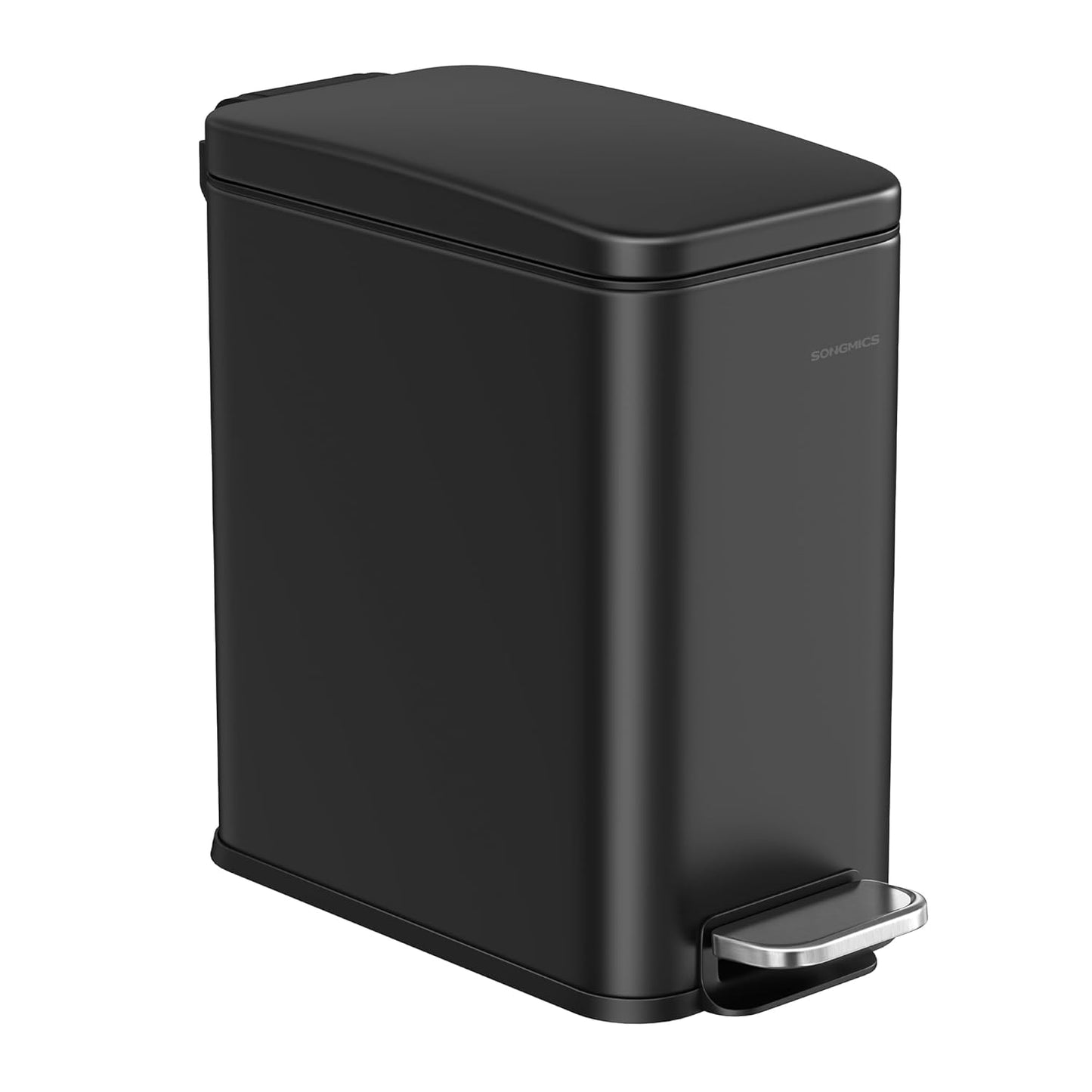 Bathroom Trash Can, 1.3 Gallon (5 L) Small Trash Bin with Lid, Slim for Small Spaces, Stainless Steel Garbage Can, Soft Close, White ULTB560W05