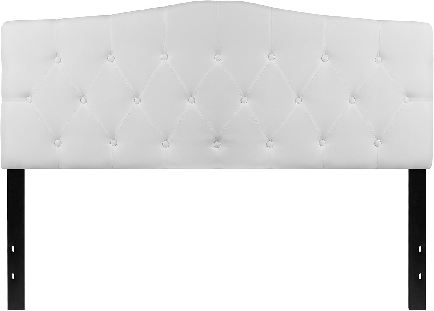 Tufted Upholstered Queen Size Headboard in White Fabric