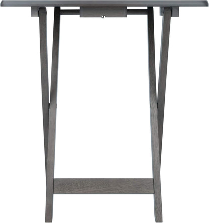 Dorian Oversized Snack Table Set, Oyster Gray (Brown Base) (Replace Color May Vary)., 23.62 X 15.75 X 25.51, 5Pc