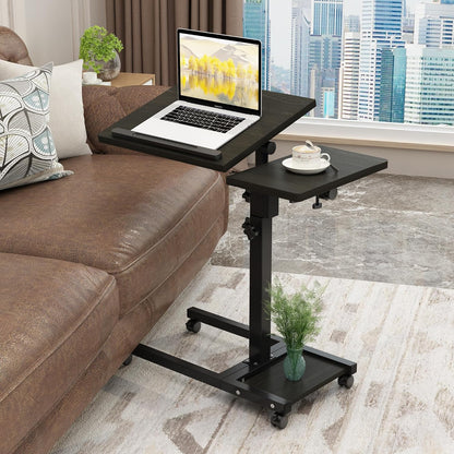 Mobile Adjustable Height Laptop Stand PC Portable Laptop Swivel Table Rolling Table with Wheels Caster and Mouse Pad (Dekuwood)