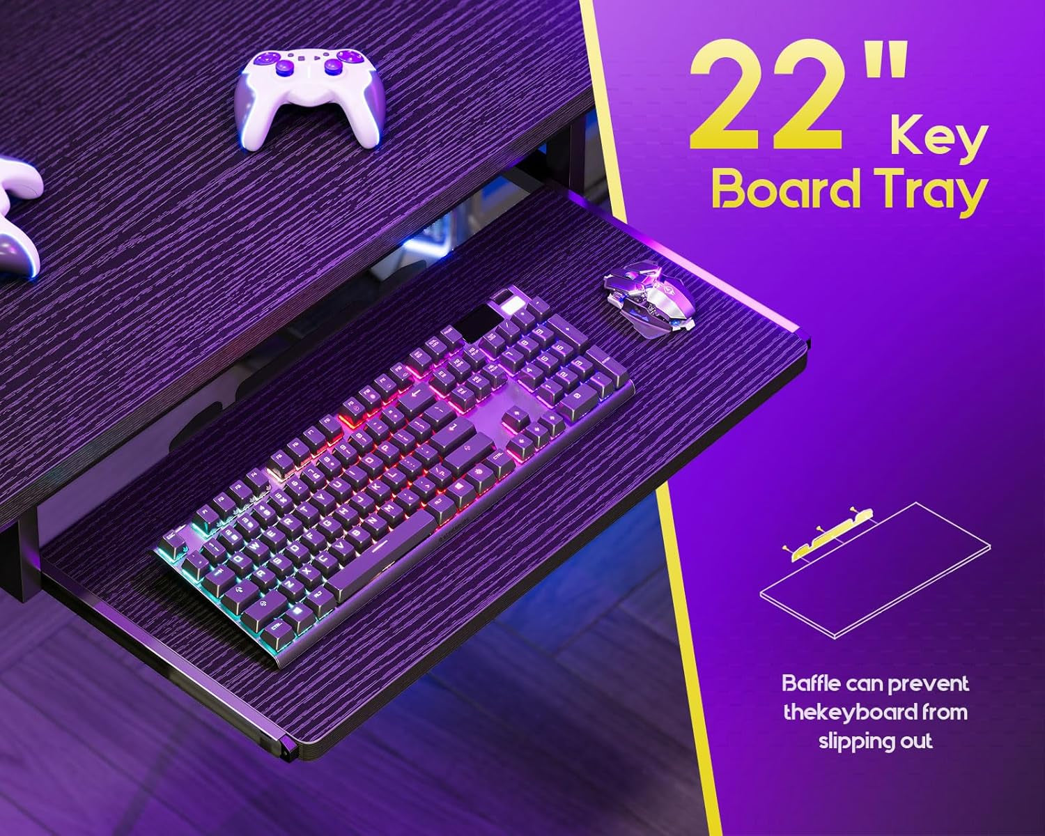 59 Inch L Shaped Desk with 4 Drawers, Gaming Desk with Led Lights & Power Outlets, Computer Desk with Pegboard & Keyboard Tray, Reverisble Home Office Desk with Storage Shelves & CPU Stand, Black