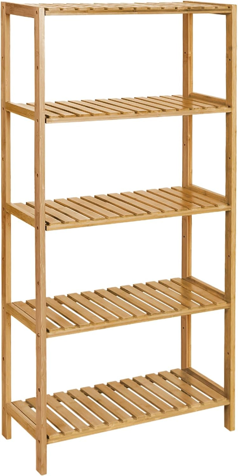 Bamboo Storage Shelf, 5-Tier Shelving Unit, Multifunctional, in the Entryway, Bathroom, Living Room, Balcony, Kitchen, 10.2 X 23.6 X 51.2 Inches, Light Bamboo UBCB35Y