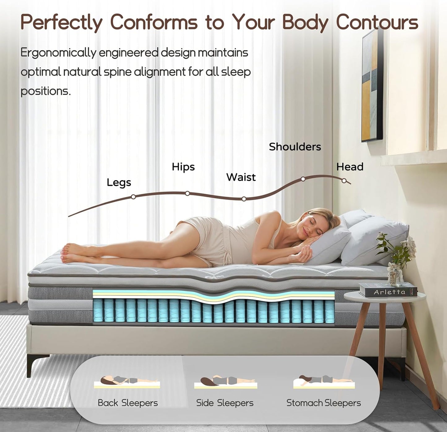Full Size Mattress, 12 Inch Hybrid Mattress in a Box with Memory Foam and Individually Pocketed Spring, Motion Isolation, Pressure Relief, Medium, Certipur-Us Certified