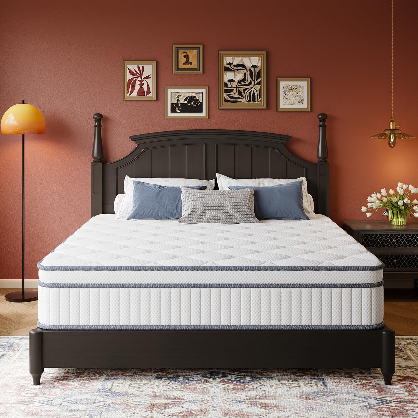 Full Size Mattress, 12 Inch Full Mattress in a Box, Innerspring Hybrid with Cooling Gel Memory Foam and Individually Wrapped Coils for Pressure Relief & Superior Support, Medium Firm