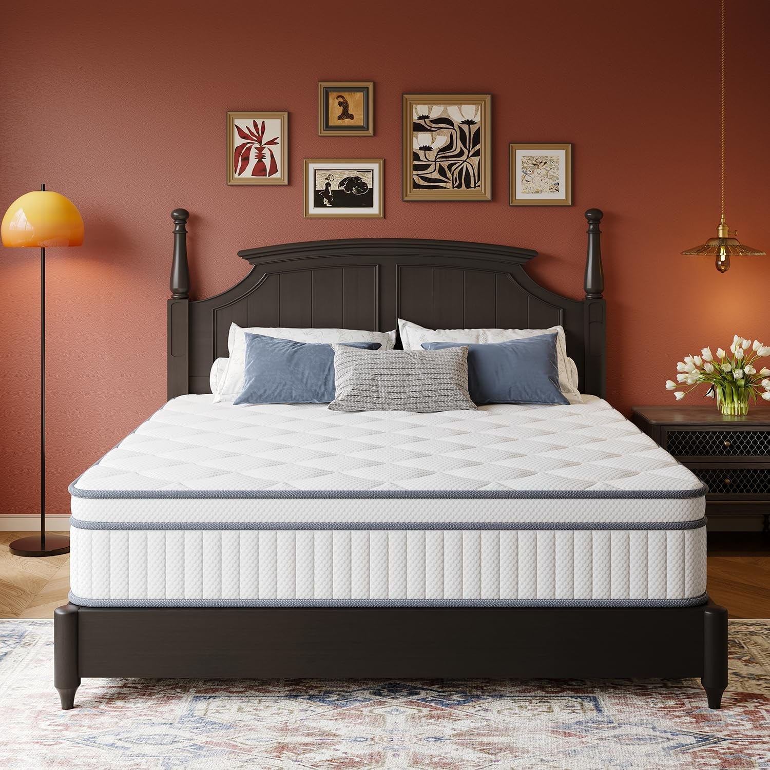 Full Size Mattress, 12 Inch Full Mattress in a Box, Innerspring Hybrid with Cooling Gel Memory Foam and Individually Wrapped Coils for Pressure Relief & Superior Support, Medium Firm
