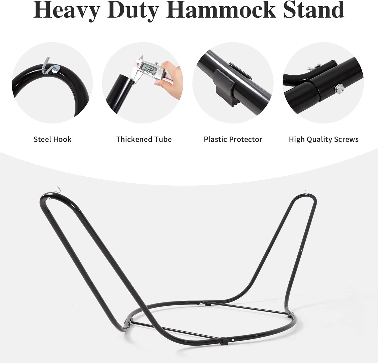 Double Hammock with Curved Spreader Bar, Hammock with Stand Included 2 Person, Patent Pending, Dark Gray