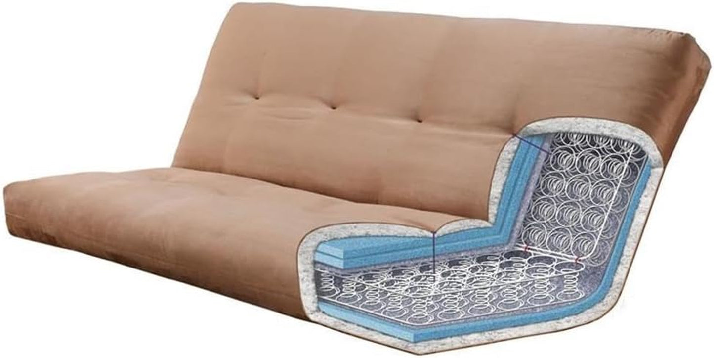 Washington Queen Size Futon Frame with Storage Drawers - Wood Futon Frame with Mattress Included in Suede Black Color