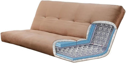Washington Queen Size Futon Frame with Storage Drawers - Wood Futon Frame with Mattress Included in Suede Black Color