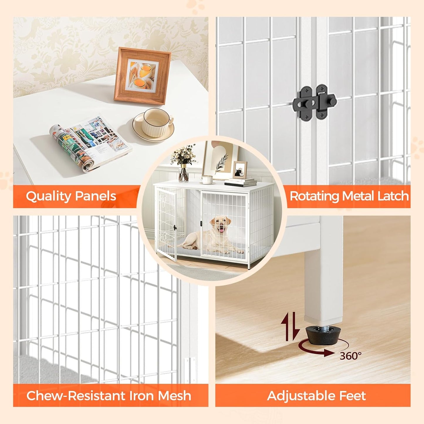 Dog Crate Furniture with Cushion, Wooden Dog Kennel with Double Doors, Heavy Duty Dog Cage for Small/Medium/Large Dogs, Indoor Dog House End Table, 31.5" L, Rustic Brown DCHR0701Z1