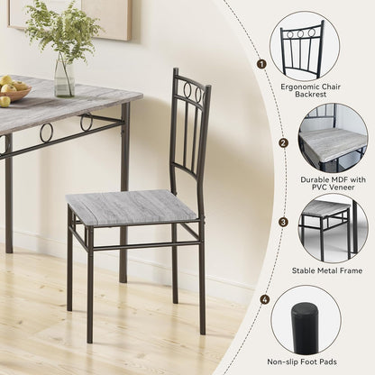 Rectangular Dining Room Table Set with 4 Chairs, Space-Saving Kitchen Table Set for Small Space, Retro Grey
