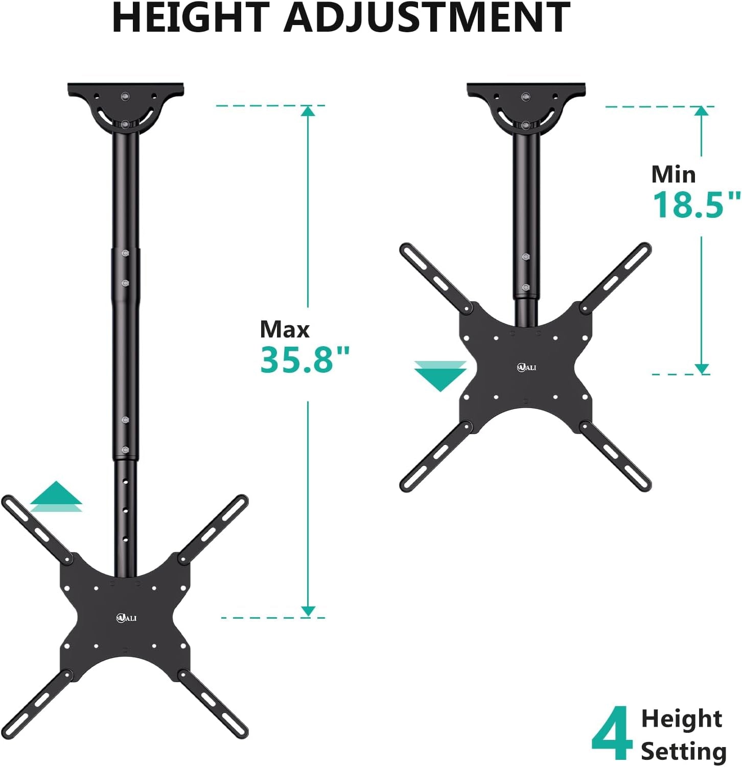 Ceiling TV Mount for 26-65 Inch LCD LED OLED 4K Tvs, Hanging Pole Ceiling Mount Tvs Bracket up Down, TV Mounts for Gym Patio Gazebo, up to 110Lbs, Max VESA 400X400Mm (CM2665), Black