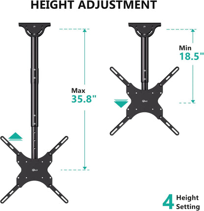 Ceiling TV Mount for 26-65 Inch LCD LED OLED 4K Tvs, Hanging Pole Ceiling Mount Tvs Bracket up Down, TV Mounts for Gym Patio Gazebo, up to 110Lbs, Max VESA 400X400Mm (CM2665), Black