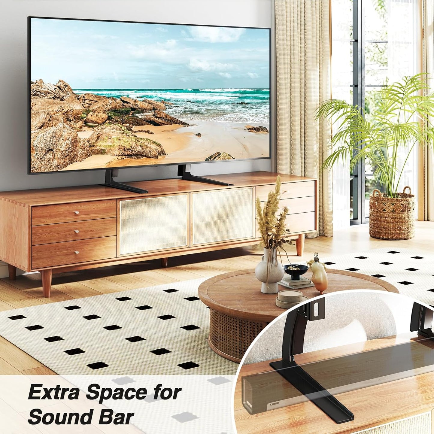 TV Stand Mount, Universal TV Stand Tabletop for 22 to 65 Inch Plasma LCD LED Flat Screen Tvs, Strong TV Legs Holds up to 88Lbs, Height Adjustable TV Base, Max VESA 800 X 500Mm