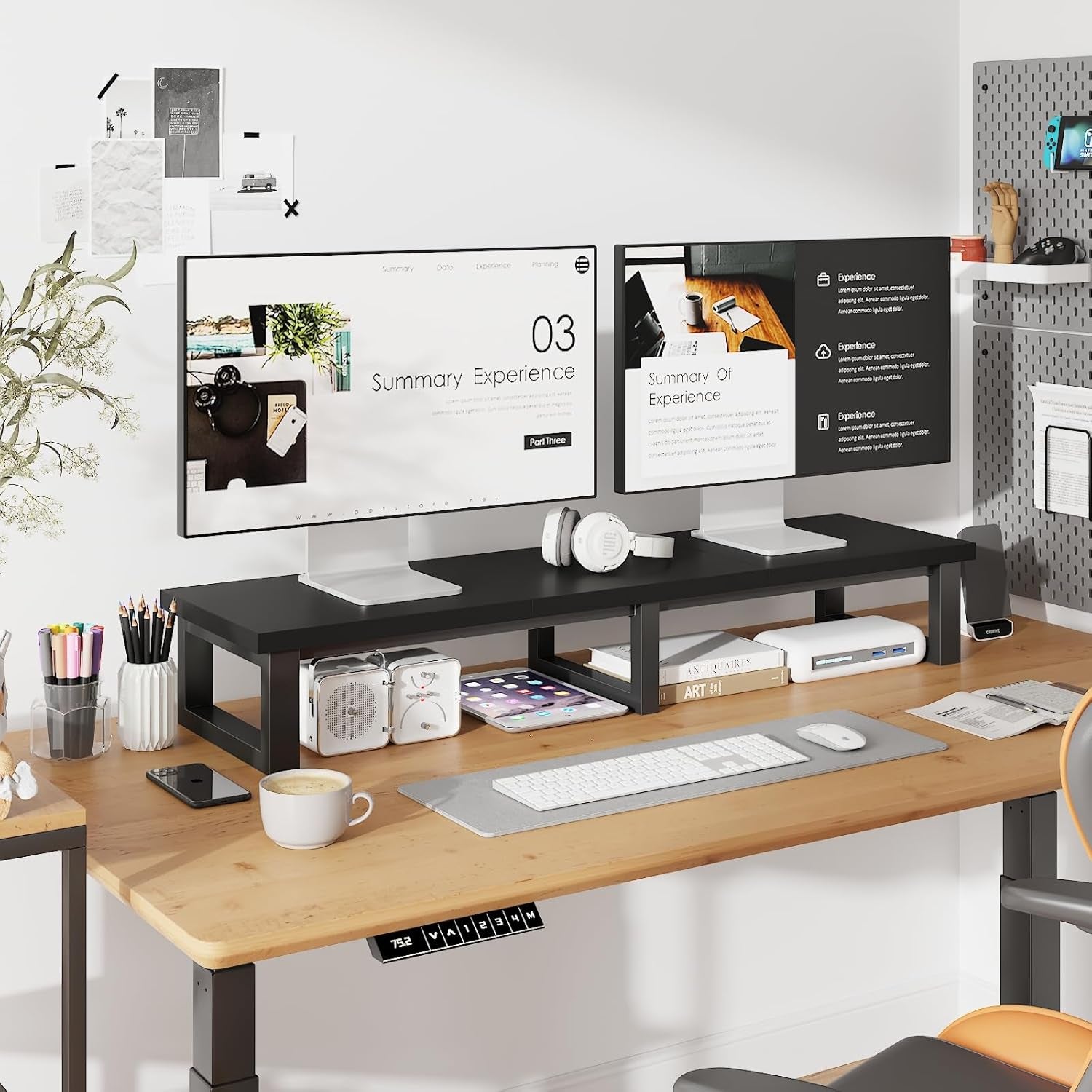 45" Large TV Riser for 32-60 Inch TV, TV Riser Stand Shelf with Steel Legs, Tabletop TV Stand Riser for Home Office,Black