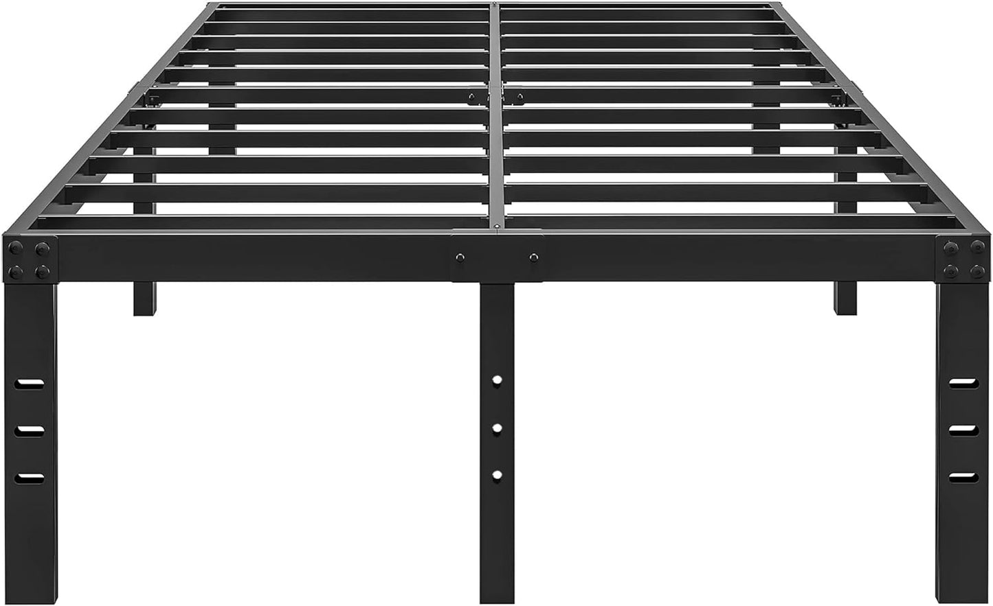 18 Inch Metal Full Size Bed Frame - Black Basic Steel Slats Platform, Easy Assembly Heavy Duty Noise Free Bedframes, No Box Spring Needed