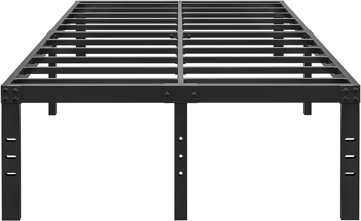 18 Inch Metal Full Size Bed Frame - Black Basic Steel Slats Platform, Easy Assembly Heavy Duty Noise Free Bedframes, No Box Spring Needed