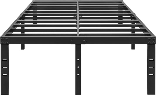 18 Inch Metal Full Size Bed Frame - Black Basic Steel Slats Platform, Easy Assembly Heavy Duty Noise Free Bedframes, No Box Spring Needed